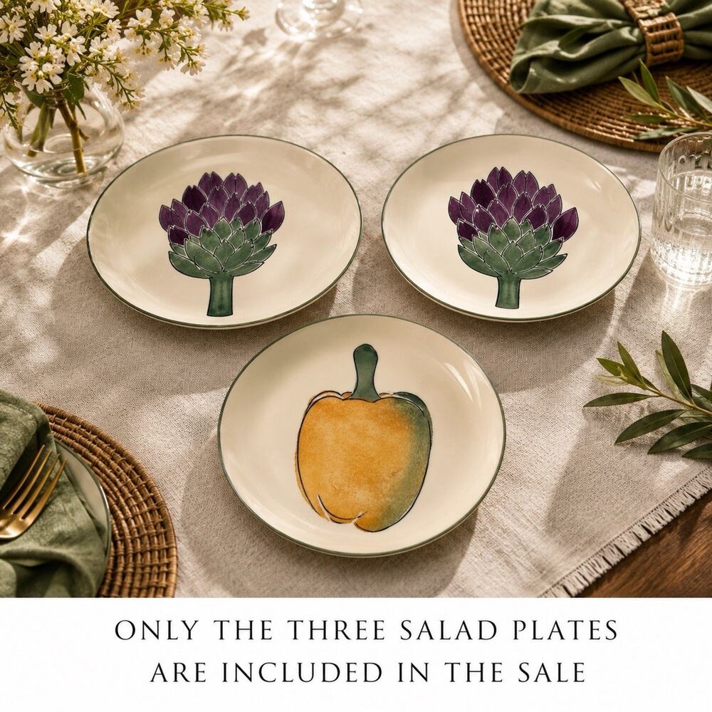 Vintage Harry and David Artichoke and Pepper 9 inch Plates Set of 3